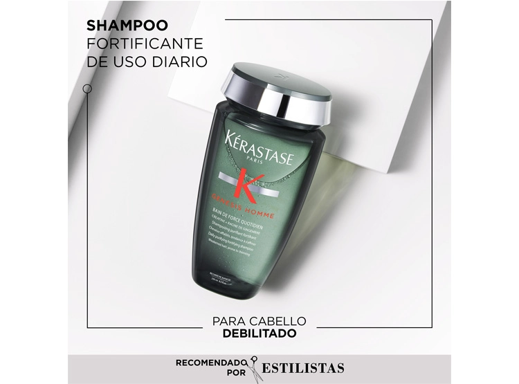 SHAMPOO FORTIFICANTE ANTI-CAÍDA CABELLO FRÁGIL KÉRASTASE BAIN DE FORCE QUOTIDIEN GENESIS HOMME 250 ML - 2