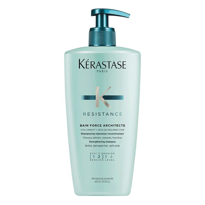 SHAMPOO FORTALECEDOR CABELLO FRÁGIL Y DEBILITADO KÉRASTASE BAIN FORCE ARCHITECTE RESISTANCE 500 ML - 1