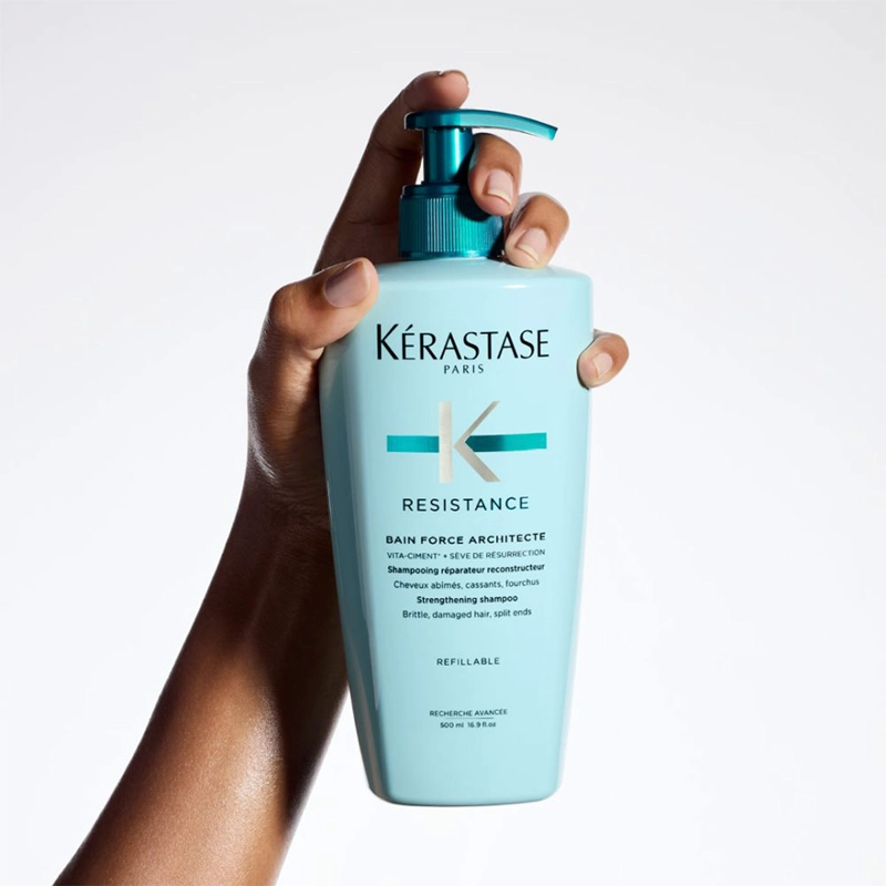 SHAMPOO FORTALECEDOR CABELLO FRÁGIL Y DEBILITADO KÉRASTASE BAIN FORCE ARCHITECTE RESISTANCE 500 ML - 6