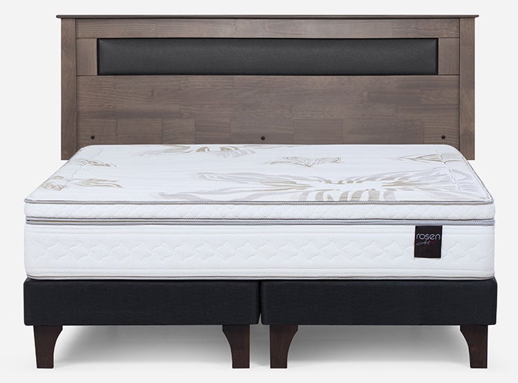 JUEGO DE DORMITORIO ROSEN CAMA EUROPEA ART 4 BD 2 PLAZAS + RESPALDO FERRARA GRIS - 1