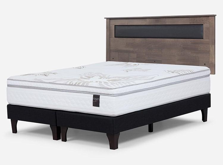 JUEGO DE DORMITORIO ROSEN CAMA EUROPEA ART 4 BD 2 PLAZAS + RESPALDO FERRARA GRIS - 2