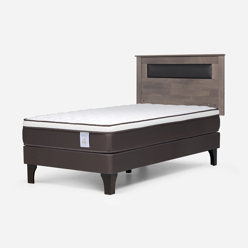 JUEGO DE DORMITORIO ROSEN CAMA EUROPEA NEW STYLE 4 PLUS 1 PLAZA + RESPALDO FERRARA GRIS - 2