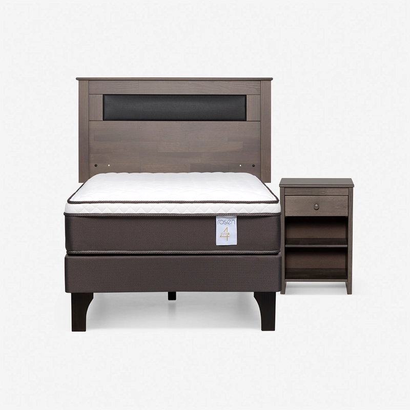 JUEGO DE DORMITORIO ROSEN CAMA EUROPEA NEW STYLE 4 PLUS 1.5 PLAZAS + SET FERRARA GRIS - 1