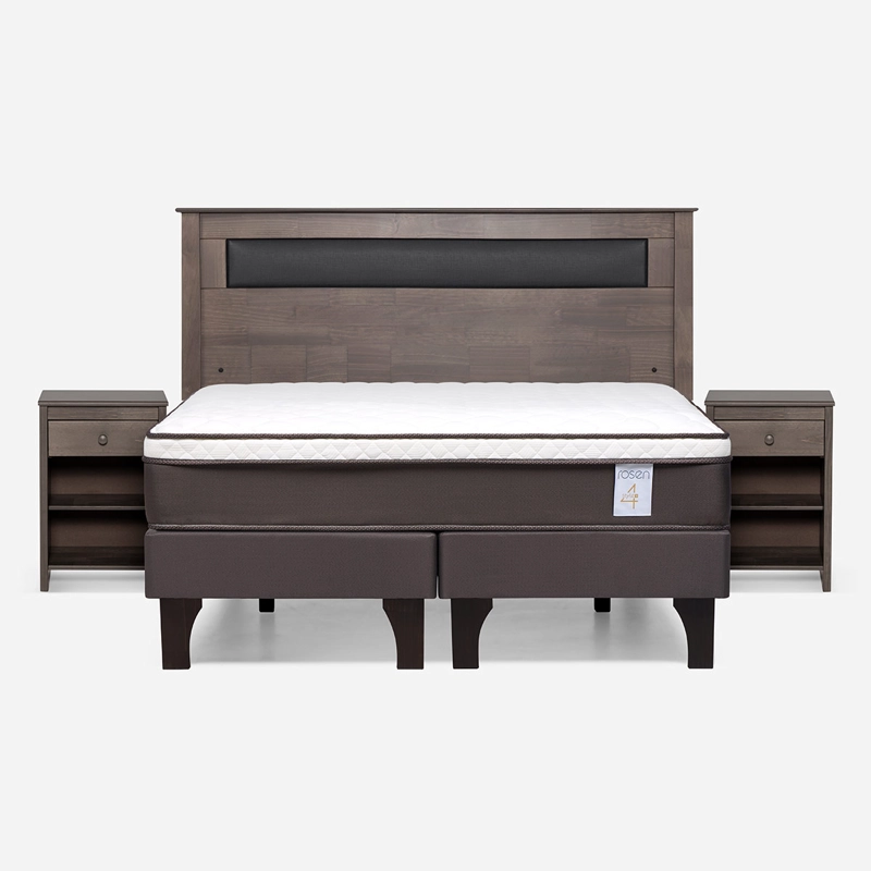 JUEGO DE DORMITORIO ROSEN CAMA EUROPEA NEW STYLE 4 PLUS BD 2 PLAZAS + SET FERRARA GRIS - 1