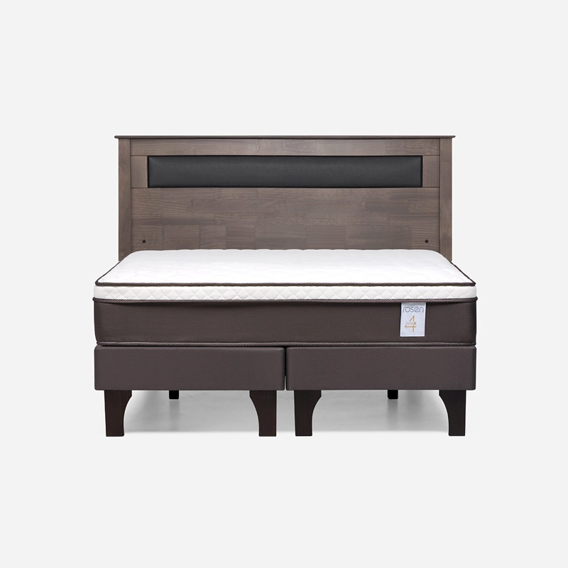 JUEGO DE DORMITORIO ROSEN CAMA EUROPEA NEW STYLE 4 PLUS BD 2 PLAZAS + RESPALDO FERRARA GRIS - 1