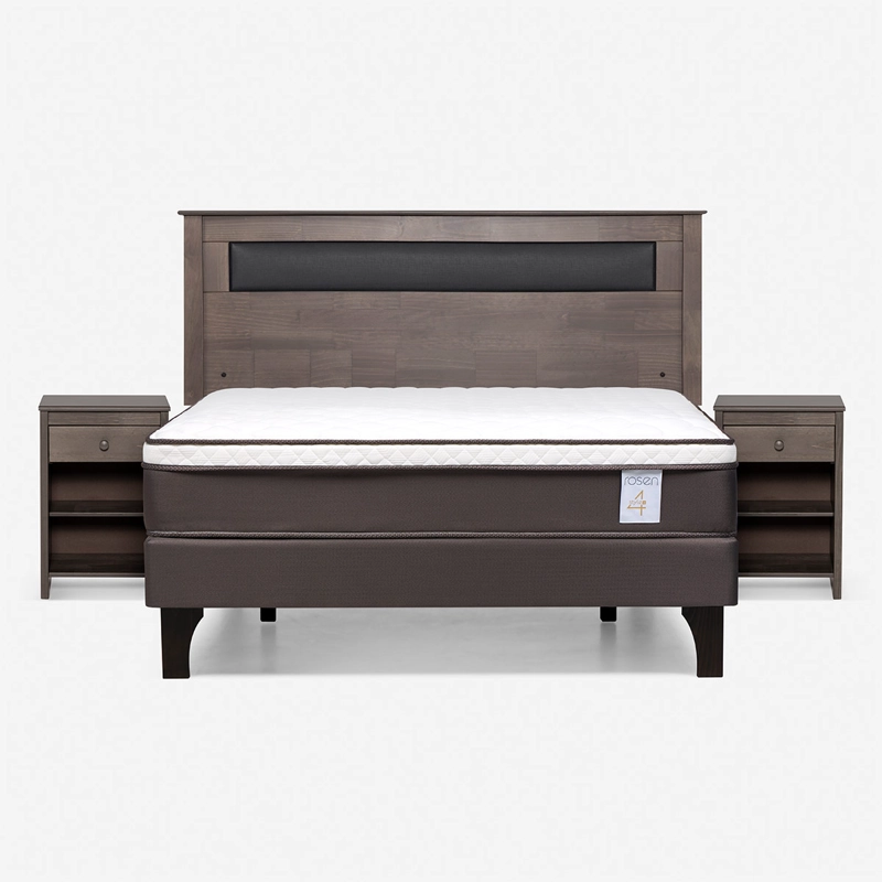 JUEGO DE DORMITORIO ROSEN CAMA EUROPEA NEW STYLE 4 PLUS BN 2 PLAZAS + SET FERRARA GRIS - 1