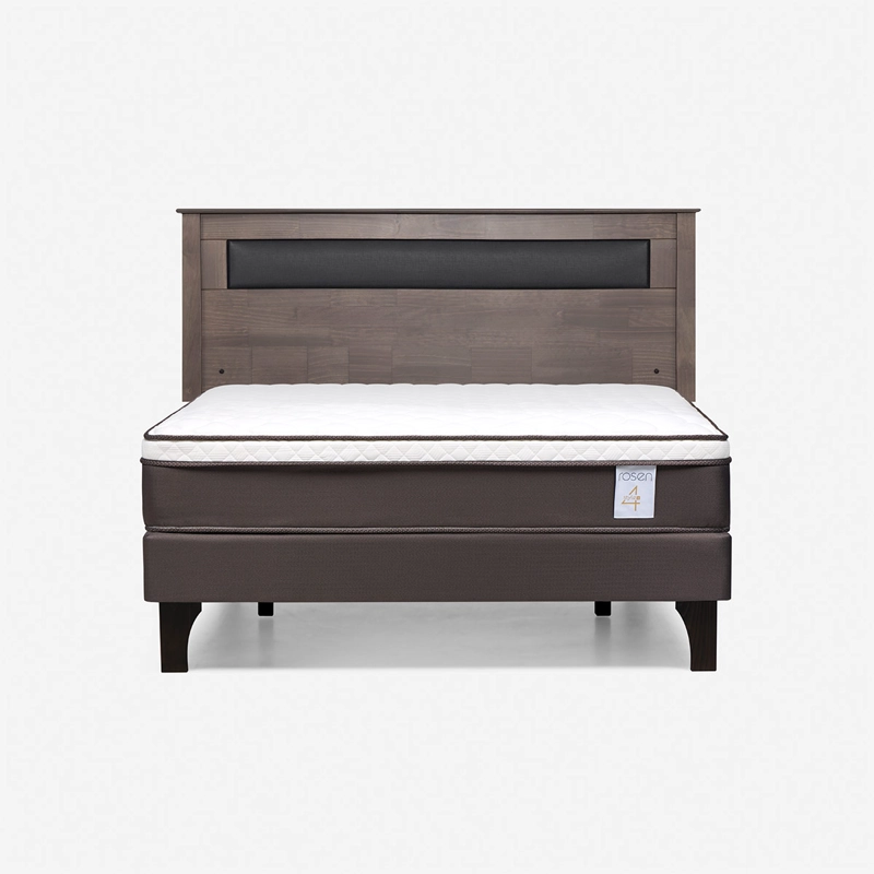 JUEGO DE DORMITORIO ROSEN CAMA EUROPEA NEW STYLE 4 PLUS BN 2 PLAZAS + RESPALDO FERRARA GRIS - 1