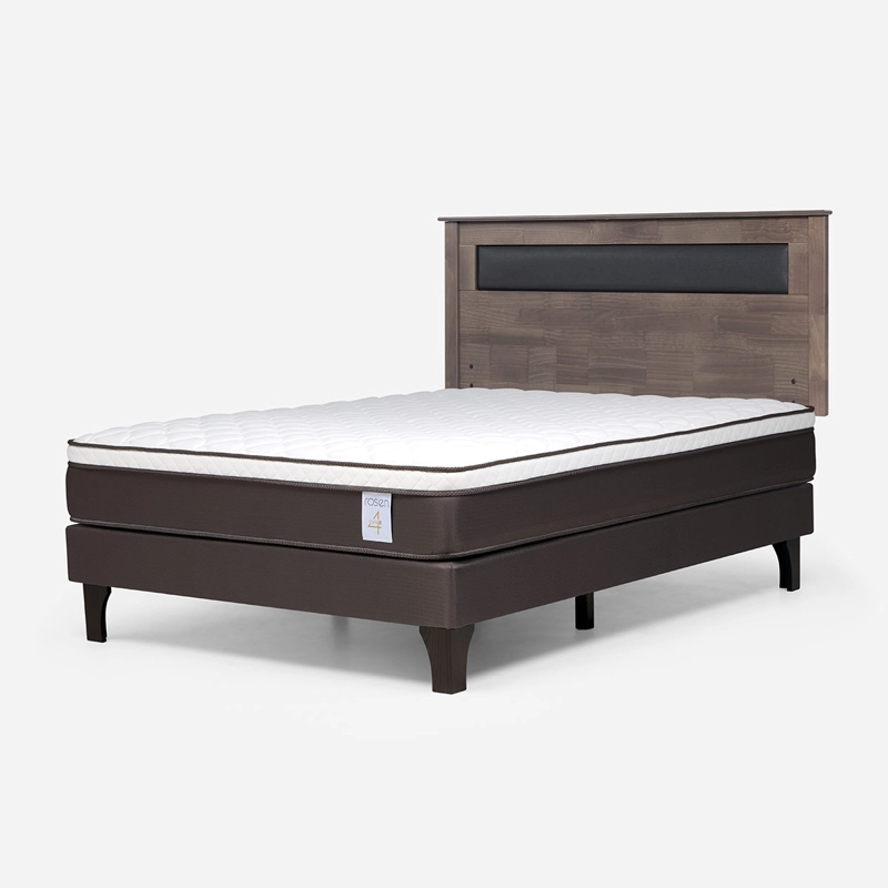 JUEGO DE DORMITORIO ROSEN CAMA EUROPEA NEW STYLE 4 PLUS BN 2 PLAZAS + RESPALDO FERRARA GRIS - 2