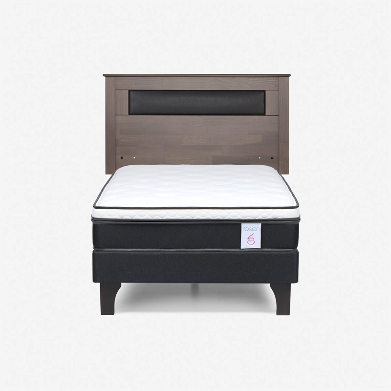 JUEGO DE DORMITORIO ROSEN CAMA EUROPEA NEW STYLE 6 1 PLAZA + RESPALDO FERRARA GRIS - 1