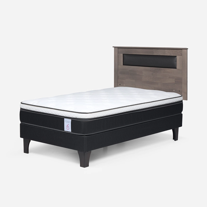 JUEGO DE DORMITORIO ROSEN CAMA EUROPEA NEW STYLE 6 1 PLAZA + RESPALDO FERRARA GRIS - 2