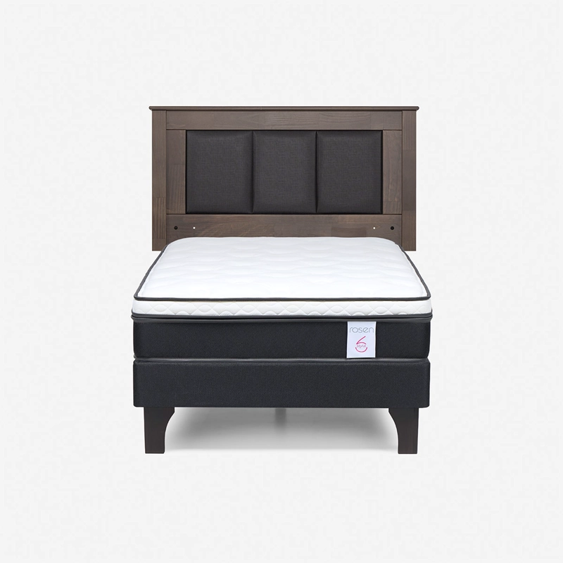 JUEGO DE DORMITORIO ROSEN CAMA EUROPEA NEW STYLE 6 1 PLAZA + RESPALDO RACHEL GRIS - 1