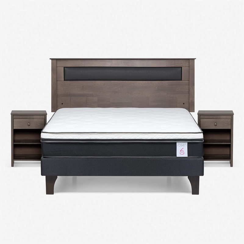 JUEGO DE DORMITORIO ROSEN CAMA EUROPEA NEW STYLE 6 BN 2 PLAZAS + SET FERRARA GRIS - 1