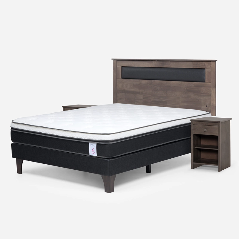 JUEGO DE DORMITORIO ROSEN CAMA EUROPEA NEW STYLE 6 BN 2 PLAZAS + SET FERRARA GRIS - 2
