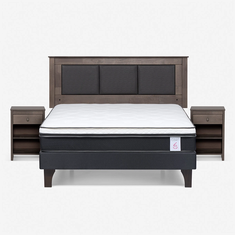JUEGO DE DORMITORIO ROSEN CAMA EUROPEA NEW STYLE 6 BN 2 PLAZAS + SET RACHEL GRIS - 1
