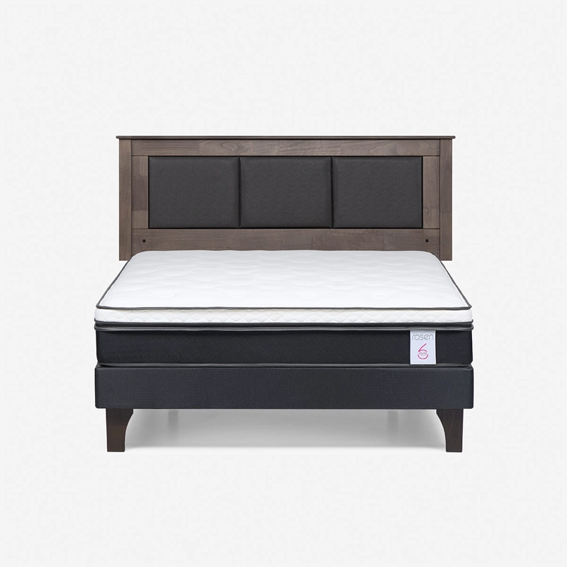 JUEGO DE DORMITORIO ROSEN CAMA EUROPEA NEW STYLE 6 BN 2 PLAZAS + RESPALDO RACHEL GRIS - 1