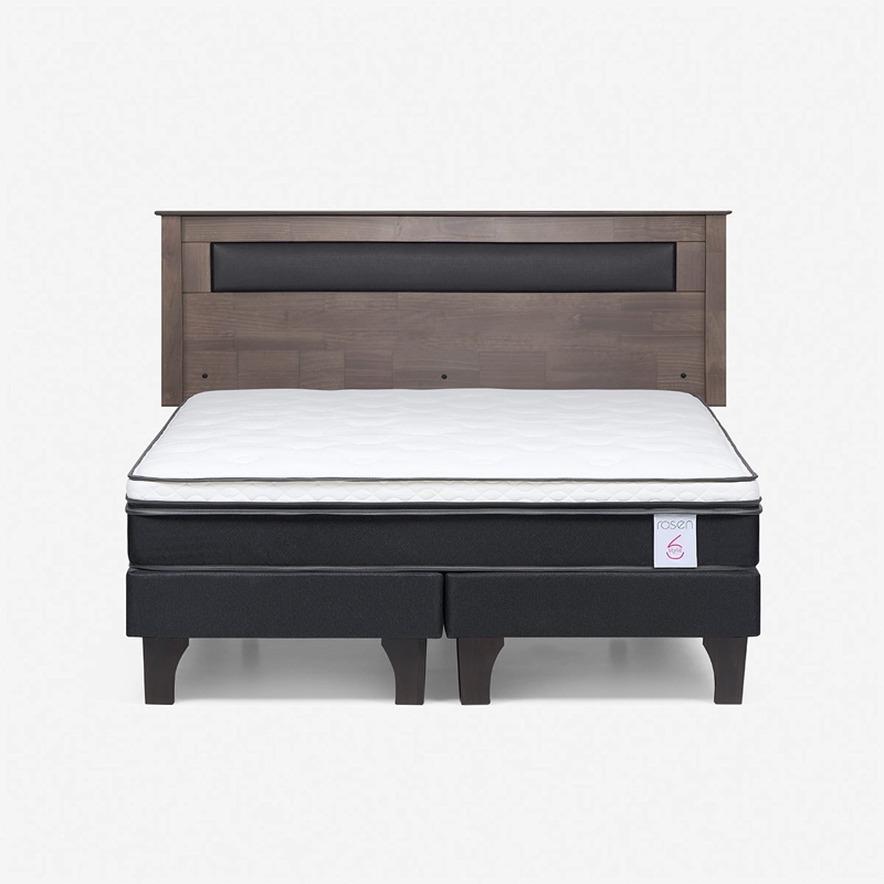 JUEGO DE DORMITORIO ROSEN CAMA EUROPEA NEW STYLE 6 KING + RESPALDO FERRARA GRIS - 1