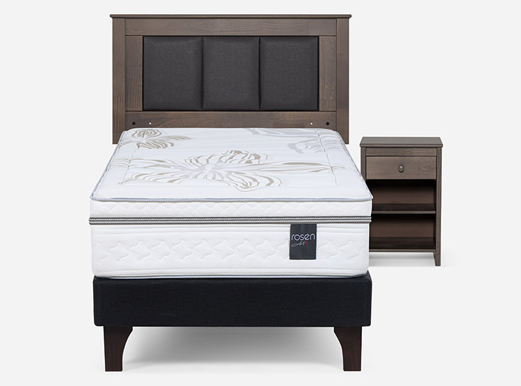 JUEGO DE DORMITORIO ROSEN CAMA EUROPEA ART 4 1.5 PLAZAS + SET RACHEL GRIS - 1