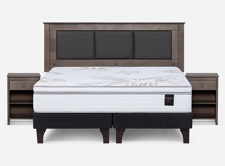 JUEGO DE DORMITORIO ROSEN CAMA EUROPEA ART 4 BD 2 PLAZAS + SET RACHEL GRIS - 1