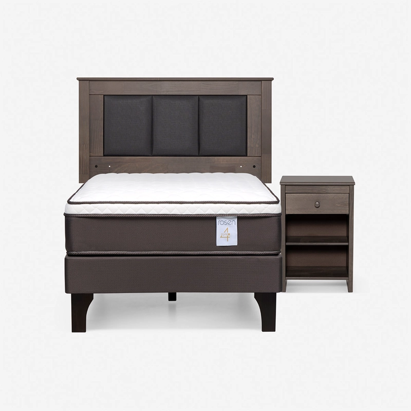 JUEGO DE DORMITORIO ROSEN CAMA EUROPEA NEW STYLE 4 PLUS 1.5 PLAZAS + SET RACHEL GRIS - 1