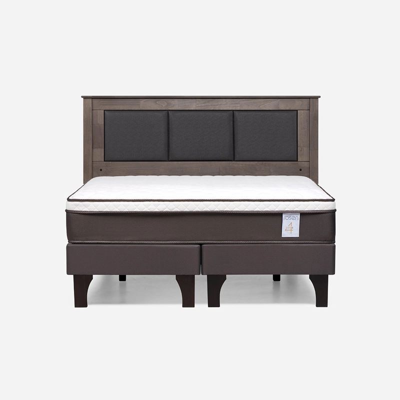 JUEGO DE DORMITORIO ROSEN CAMA EUROPEA NEW STYLE 4 PLUS BD 2 PLAZAS + RESPALDO RACHEL GRIS - 1