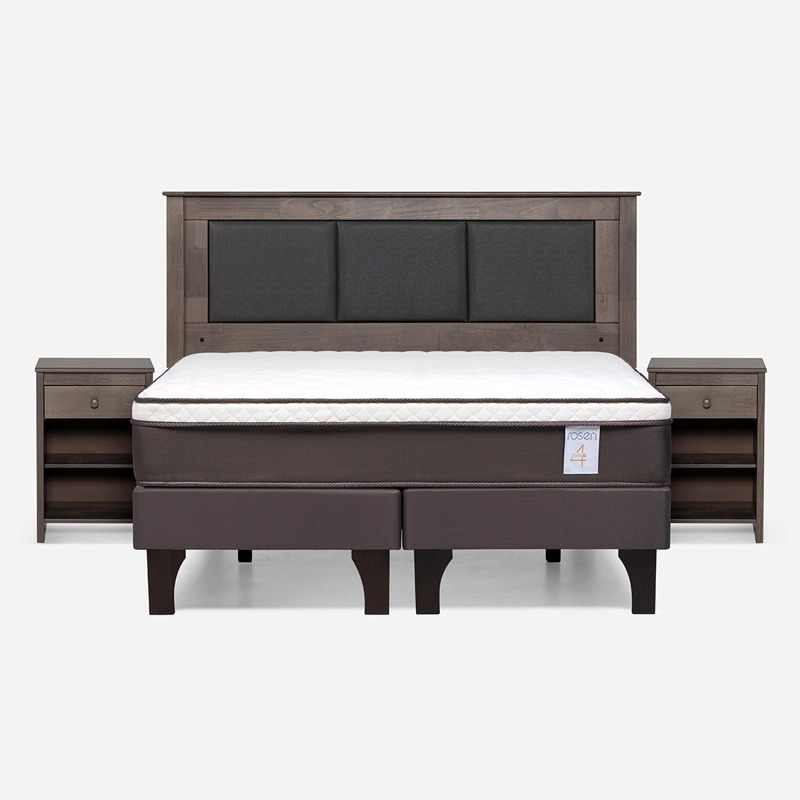 JUEGO DE DORMITORIO ROSEN CAMA EUROPEA NEW STYLE 4 PLUS BD 2 PLAZAS + SET RACHEL GRIS - 1
