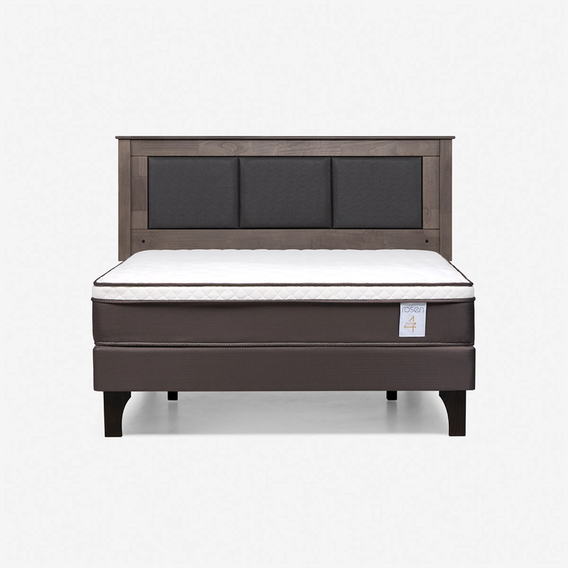 JUEGO DE DORMITORIO ROSEN CAMA EUROPEA NEW STYLE 4 PLUS BN 2 PLAZAS + RESPALDO RACHEL GRIS - 1