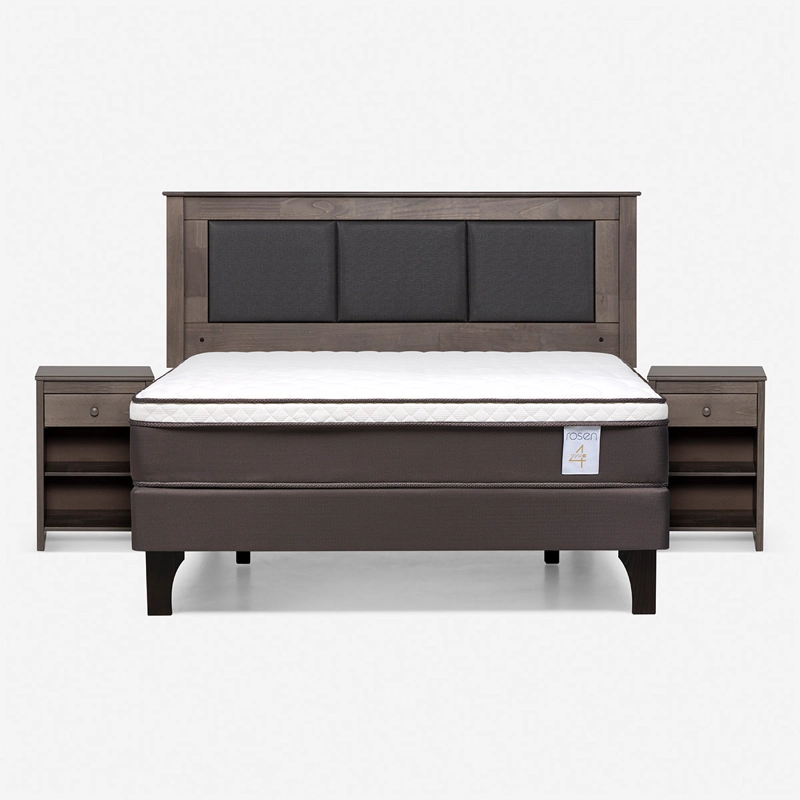 JUEGO DE DORMITORIO ROSEN CAMA EUROPEA NEW STYLE 4 PLUS BN 2 PLAZAS + SET RACHEL GRIS - 1