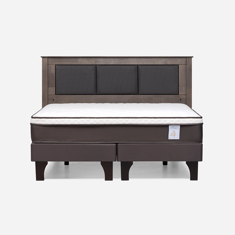 CAMA EUROPEA ROSEN NEW STYLE 4 PLUS KING + RESPALDO RACHEL GRIS - 1