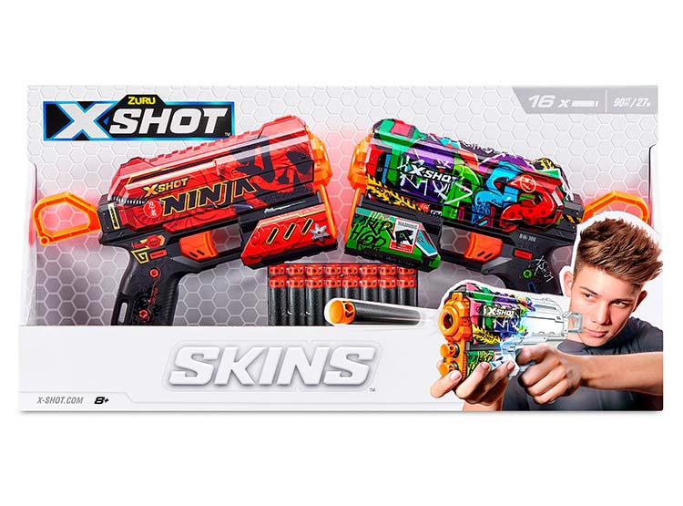 PACK 2 LANZA DARDOS FLUX SKINS CON 16 DARDOS X-SHOT - 4