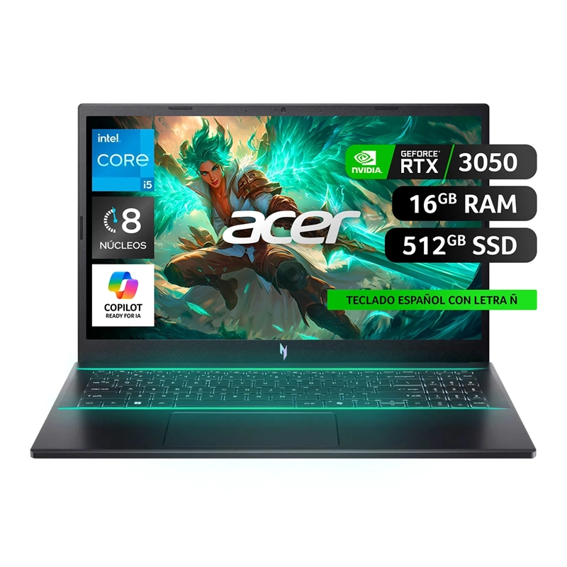 NOTEBOOK GAMER ACER NITRO V ANV15-51-53TQ-1 INTEL CORE I5 16 GB RAM 512 GB SSD NVIDIA RTX 3050 15.6 - 2