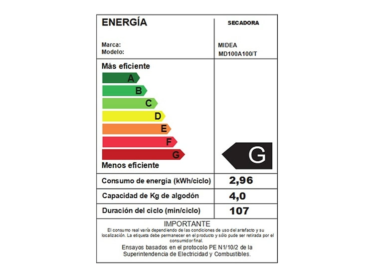 SECADORA DE ROPA POR VENTILACIÓN MIDEA MD100A100 10KG TITANIO - 9