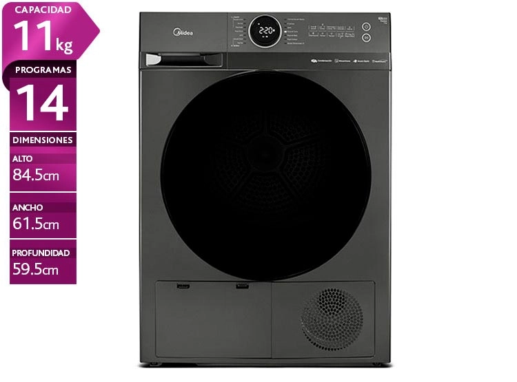 SECADORA DE ROPA POR CONDENSACION MIDEA MD200C110 11KG TITANIO - 1