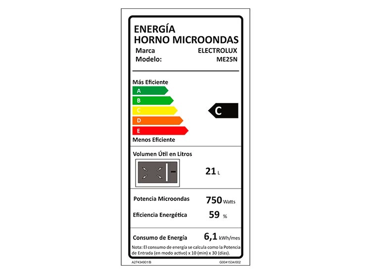 MICROONDAS ELECTROLUX 25 L ME25N DIGITAL NEGRO PLATO GIRATORIO - 9