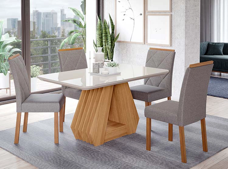 JUEGO DE COMEDOR DECOCASA ÁGATA FER LG 4 SILLAS CRUDO - 8