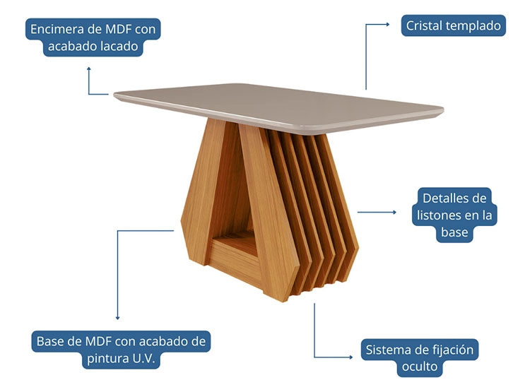 JUEGO DE COMEDOR DECOCASA ÁGATA FER NU 4 SILLAS CRUDO - 5