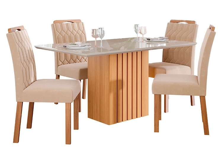 JUEGO DE COMEDOR DECOCASA ANA PAO NU 4 SILLAS CRUDO - 1