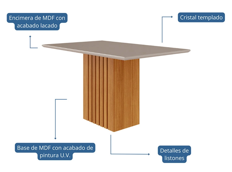 JUEGO DE COMEDOR DECOCASA ANA PAO NU 4 SILLAS CRUDO - 4