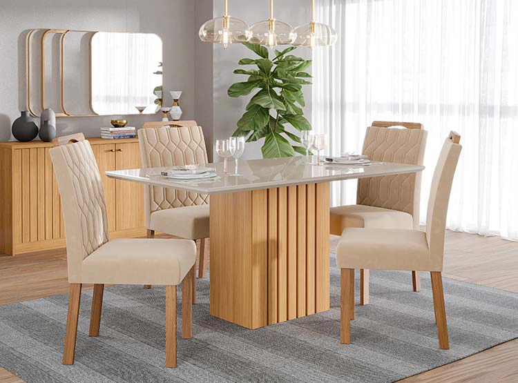 JUEGO DE COMEDOR DECOCASA ANA PAO NU 4 SILLAS CRUDO - 8