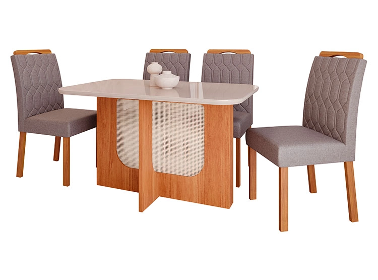 JUEGO DE COMEDOR DECOCASA LOUIS PAOLA LG 4 SILLAS CRUDO - 1