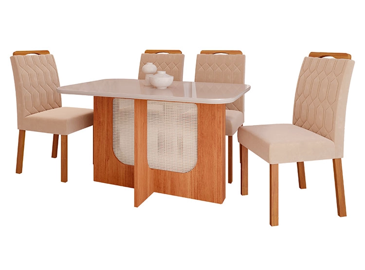JUEGO DE COMEDOR DECOCASA LOUIS PAOLA NU 4 SILLAS CRUDO - 1