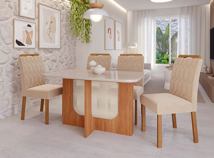 JUEGO DE COMEDOR DECOCASA LOUIS PAOLA NU 4 SILLAS CRUDO - 8