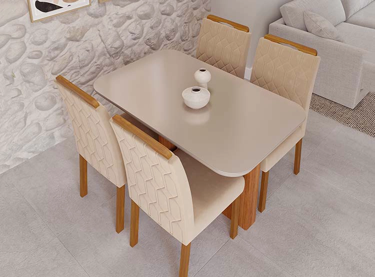 JUEGO DE COMEDOR DECOCASA LOUIS PAOLA NU 4 SILLAS CRUDO - 9