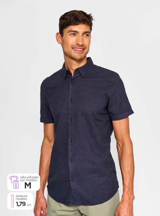 CAMISA MARQUIS MANGA CORTA LINO LAVADA - 1