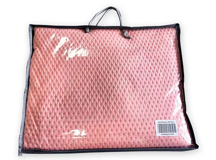 CUBRECAMA QUILT ILLUSIONS 2 PLAZAS ROSADO LISO ATENAS - 2