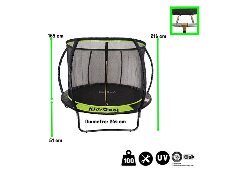 CAMA ELÁSTICA KIDSCOOL CURVE-PRO 2.44 MT (8 PIES) - 3