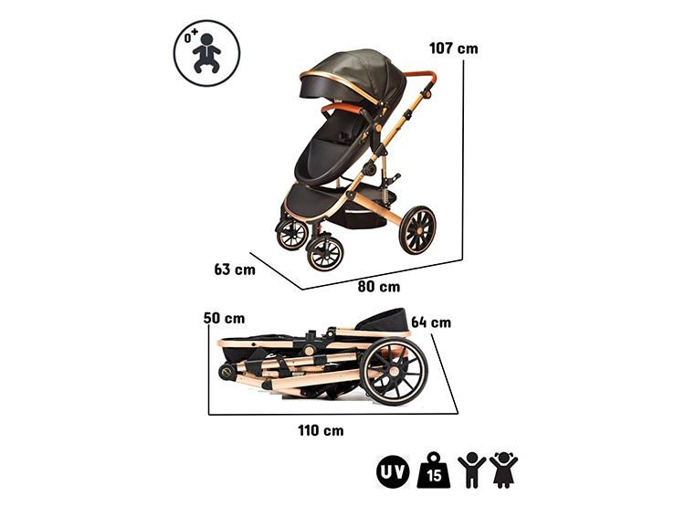 COCHE DUO CUNA KIDSCOOL 3 EN 1 EGG NEGRO - 4