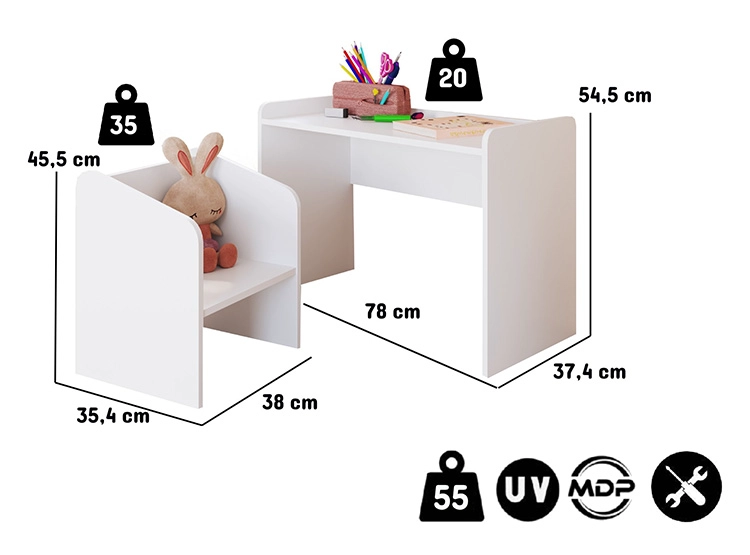 MESA CON SILLA MONTESSORI BLANCO - 3