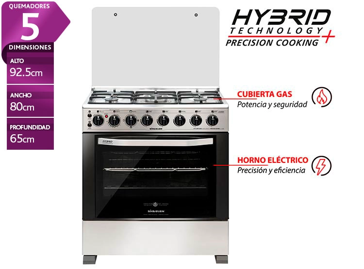 COCINA A GAS SINDELEN CH-740NI 5 PLATOS HORNO ELÉCTRICO ACERO