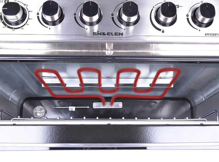 COCINA A GAS SINDELEN CH-770DHIN 5 PLATOS GRILL DOBLE HORNO ACERO - 5