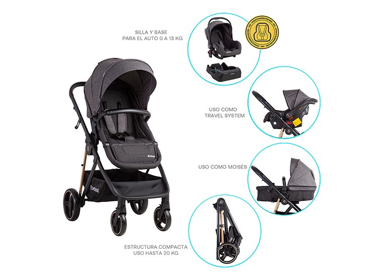 COCHE CUNA TRAVEL SYSTEM BEBE COSMOS CON BASE NEGRO BEBESIT - 7